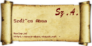 Szűcs Absa névjegykártya